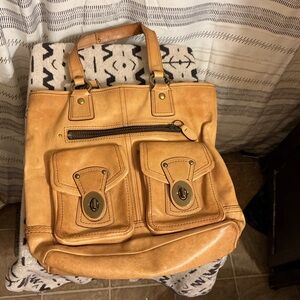 Coach Tan Leather GIGi Tote Bag with Front Pockets
